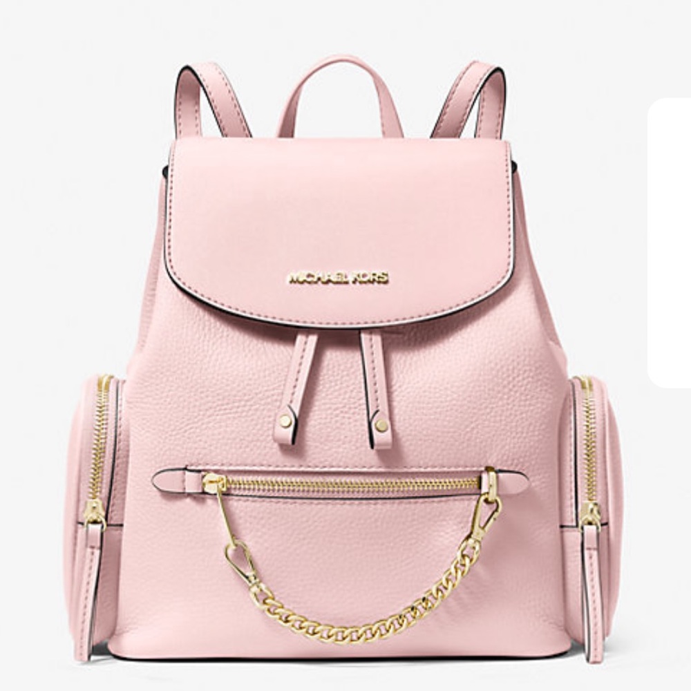 MICHAEL KORS 
Jet Set Medium Pebbled Leather Backpack POWDER BLUSH COLOR - Picture 6 of 16